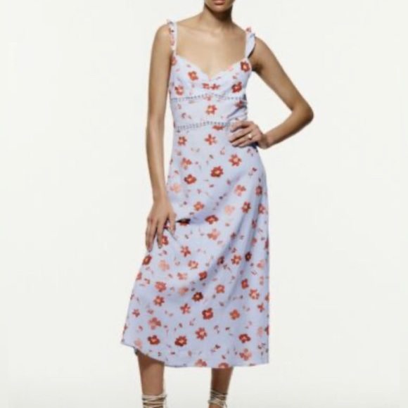Zara printed linen midi dress. Small. - Picture 4 of 8